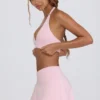 Brushed Jersey Crossover Mini Skort in Pale Pink Marl Brushed Jersey Crossover Mini Skort in Pale Pink Marl