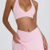 Brushed Jersey Crossover Mini Skort in Pale Pink Marl Brushed Jersey Crossover Mini Skort in Pale Pink Marl