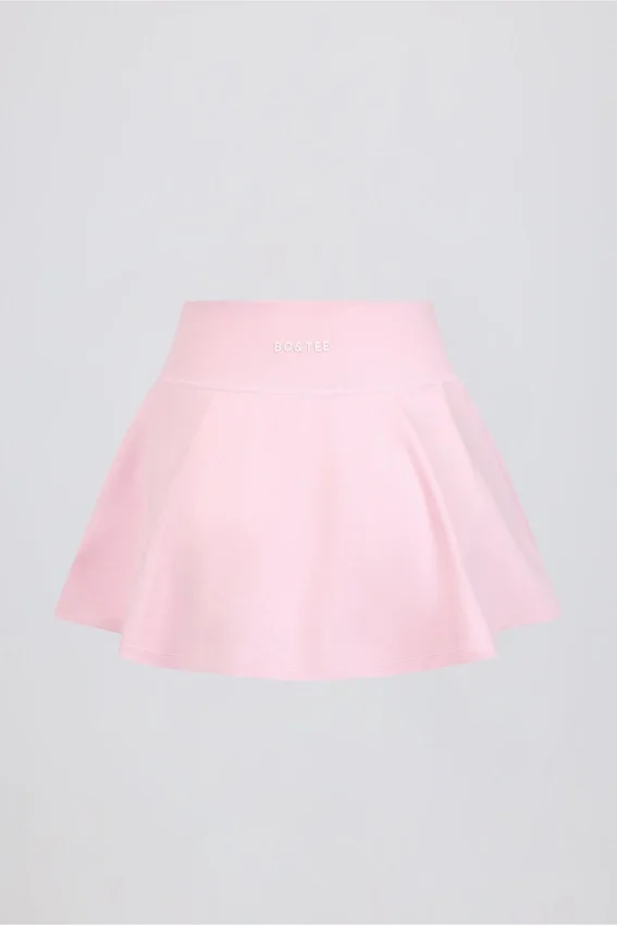 Brushed Jersey Crossover Mini Skort in Pale Pink Marl Brushed Jersey Crossover Mini Skort in Pale Pink Marl