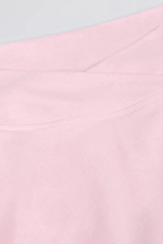Brushed Jersey Crossover Mini Skort in Pale Pink Marl Brushed Jersey Crossover Mini Skort in Pale Pink Marl