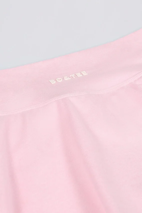 Brushed Jersey Crossover Mini Skort in Pale Pink Marl Brushed Jersey Crossover Mini Skort in Pale Pink Marl