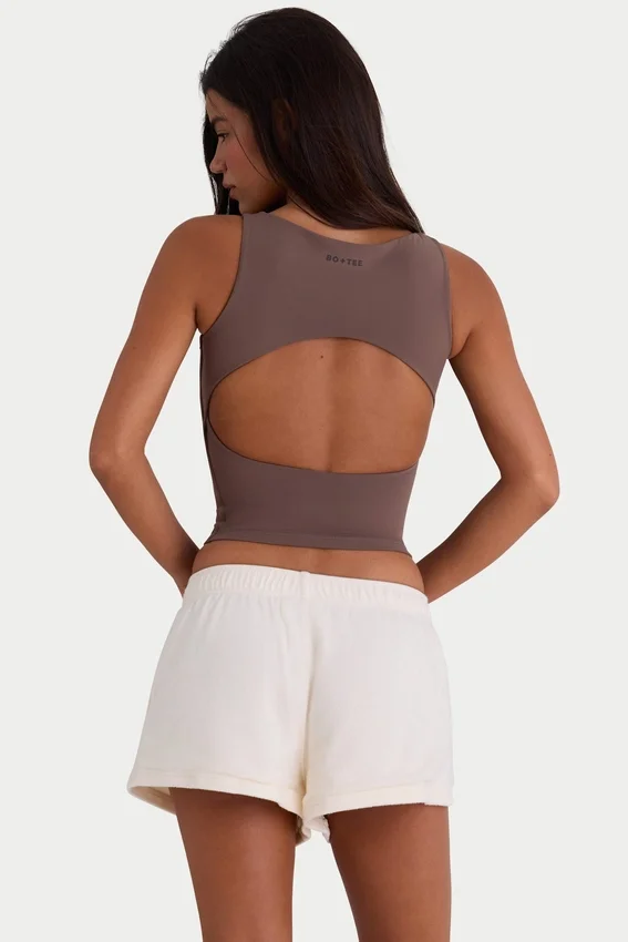 Brushed Jersey Elasticated Mini Shorts in Ecru Brushed Jersey Elasticated Mini Shorts in Ecru