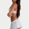 Brushed Jersey Elasticated Mini Shorts in Fog Grey Brushed Jersey Elasticated Mini Shorts in Fog Grey