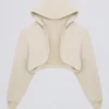 Brushed Jersey Hooded Cropped Shrug in Ecru Brushed Jersey Hooded Cropped Shrug in Ecru