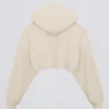 Brushed Jersey Hooded Cropped Shrug in Ecru Brushed Jersey Hooded Cropped Shrug in Ecru