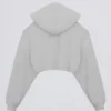Brushed Jersey Hooded Cropped Shrug in Fog Grey Brushed Jersey Hooded Cropped Shrug in Fog Grey