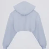Brushed Jersey Hooded Cropped Shrug in Soft Blue Brushed Jersey Hooded Cropped Shrug in Soft Blue