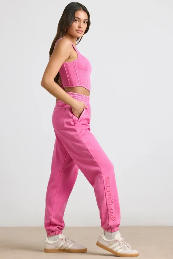 Brushed Jersey Oversized Joggers in Hot Pink Brushed Jersey Oversized Joggers in Hot Pink
