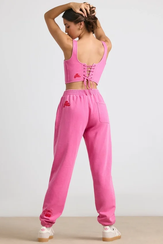 Brushed Jersey Oversized Joggers in Hot Pink Brushed Jersey Oversized Joggers in Hot Pink