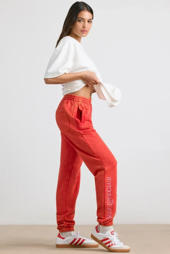 Brushed Jersey Oversized Joggers in Red Brushed Jersey Oversized Joggers in Red