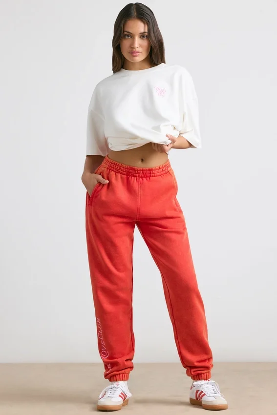 Brushed Jersey Oversized Joggers in Red Brushed Jersey Oversized Joggers in Red
