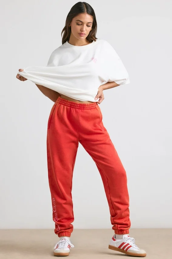Brushed Jersey Oversized Joggers in Red Brushed Jersey Oversized Joggers in Red