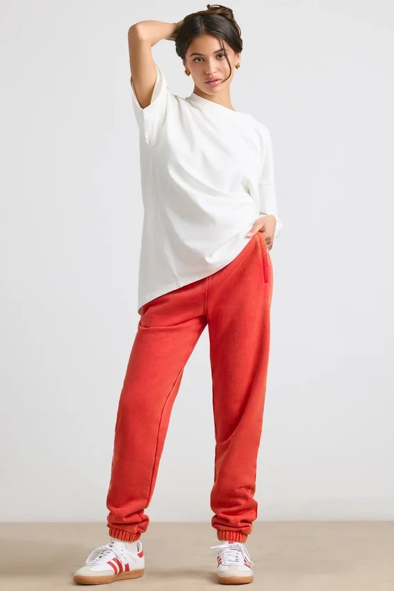Brushed Jersey Oversized Joggers in Red Brushed Jersey Oversized Joggers in Red