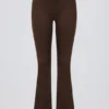 Brushed Jersey Ruched Flared Trousers in Pecan Marl Brushed Jersey Ruched Flared Trousers in Pecan Marl