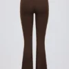 Brushed Jersey Ruched Flared Trousers in Pecan Marl Brushed Jersey Ruched Flared Trousers in Pecan Marl