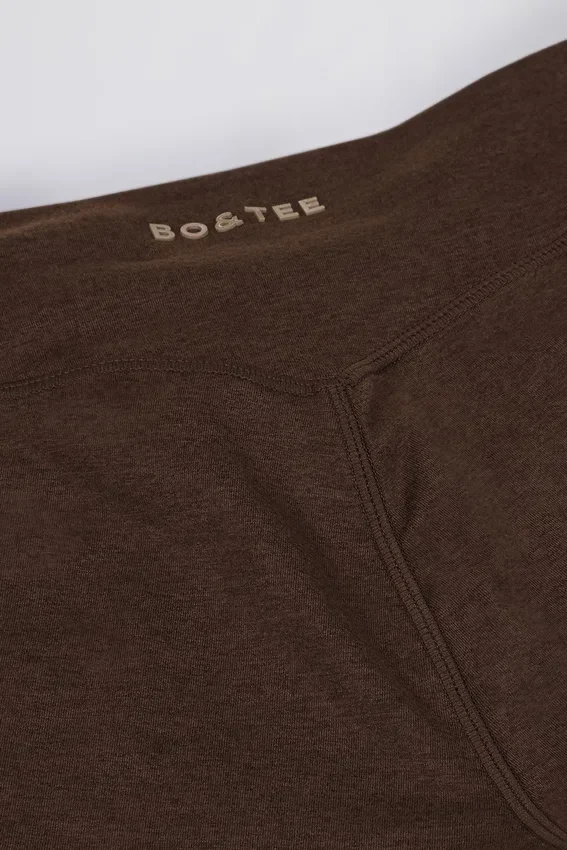 Brushed Jersey Ruched Flared Trousers in Pecan Marl Brushed Jersey Ruched Flared Trousers in Pecan Marl