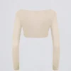 Brushed Jersey V-Neck Crop Top in Ecru Brushed Jersey V-Neck Crop Top in Ecru