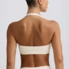 Brushed Jersey V-Neck Sports Bra in Ivory Marl Brushed Jersey V-Neck Sports Bra in Ivory Marl