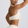 Brushed Jersey V-Neck Sports Bra in Ivory Marl Brushed Jersey V-Neck Sports Bra in Ivory Marl