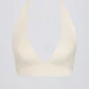 Brushed Jersey V-Neck Sports Bra in Ivory Marl Brushed Jersey V-Neck Sports Bra in Ivory Marl