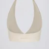 Brushed Jersey V-Neck Sports Bra in Ivory Marl Brushed Jersey V-Neck Sports Bra in Ivory Marl