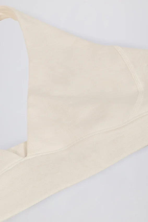 Brushed Jersey V-Neck Sports Bra in Ivory Marl Brushed Jersey V-Neck Sports Bra in Ivory Marl