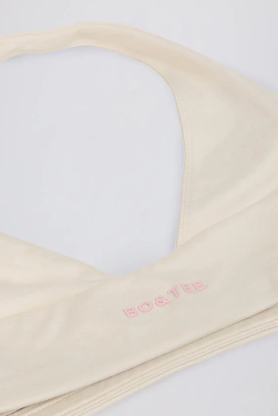 Brushed Jersey V-Neck Sports Bra in Ivory Marl Brushed Jersey V-Neck Sports Bra in Ivory Marl