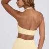 Brushed Jersey V-Neck Sports Bra in Lemon Marl Brushed Jersey V-Neck Sports Bra in Lemon Marl