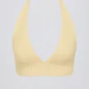 Brushed Jersey V-Neck Sports Bra in Lemon Marl Brushed Jersey V-Neck Sports Bra in Lemon Marl