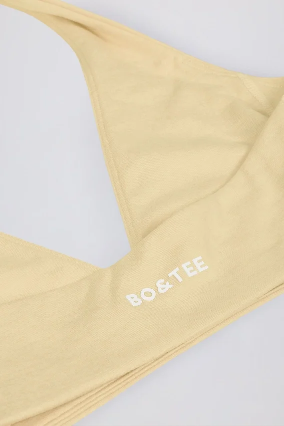 Brushed Jersey V-Neck Sports Bra in Lemon Marl Brushed Jersey V-Neck Sports Bra in Lemon Marl