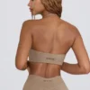 Brushed Jersey V-Neck Sports Bra in Mocha Marl Brushed Jersey V-Neck Sports Bra in Mocha Marl