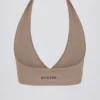 Brushed Jersey V-Neck Sports Bra in Mocha Marl Brushed Jersey V-Neck Sports Bra in Mocha Marl