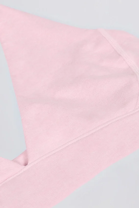 Brushed Jersey V-Neck Sports Bra in Pale Pink Marl Brushed Jersey V-Neck Sports Bra in Pale Pink Marl