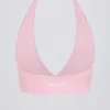 Brushed Jersey V-Neck Sports Bra in Pale Pink Marl Brushed Jersey V-Neck Sports Bra in Pale Pink Marl