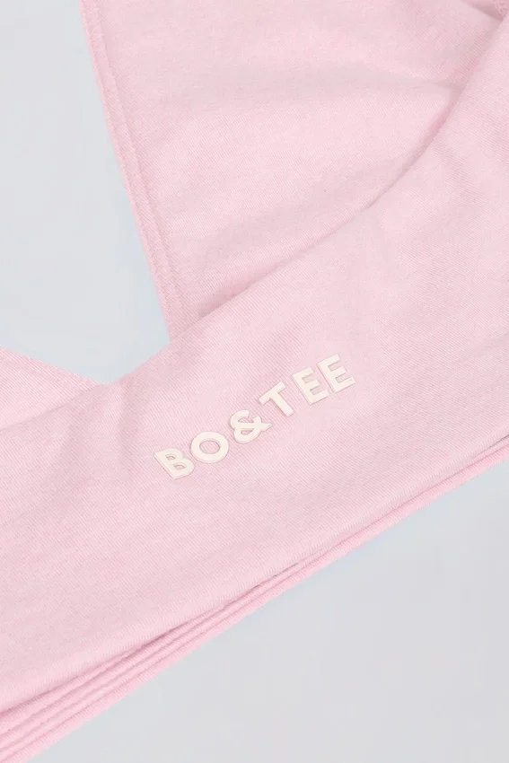 Brushed Jersey V-Neck Sports Bra in Pale Pink Marl Brushed Jersey V-Neck Sports Bra in Pale Pink Marl
