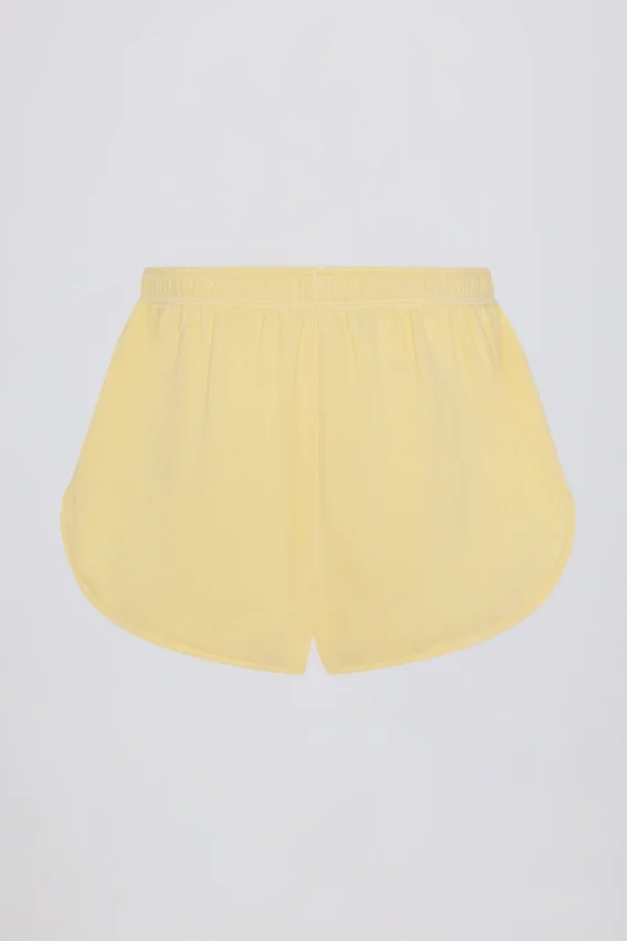 Button-Detail Mid-Rise Shorts in Lemon Button-Detail Mid-Rise Shorts in Lemon