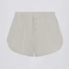 Button-Detail Mid-Rise Shorts in Light Grey Button-Detail Mid-Rise Shorts in Light Grey
