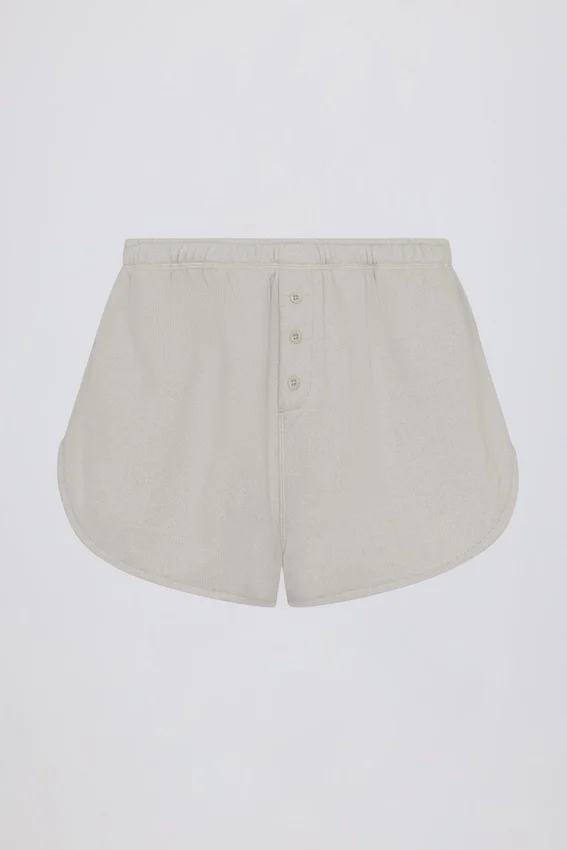 Button-Detail Mid-Rise Shorts in Light Grey Button-Detail Mid-Rise Shorts in Light Grey