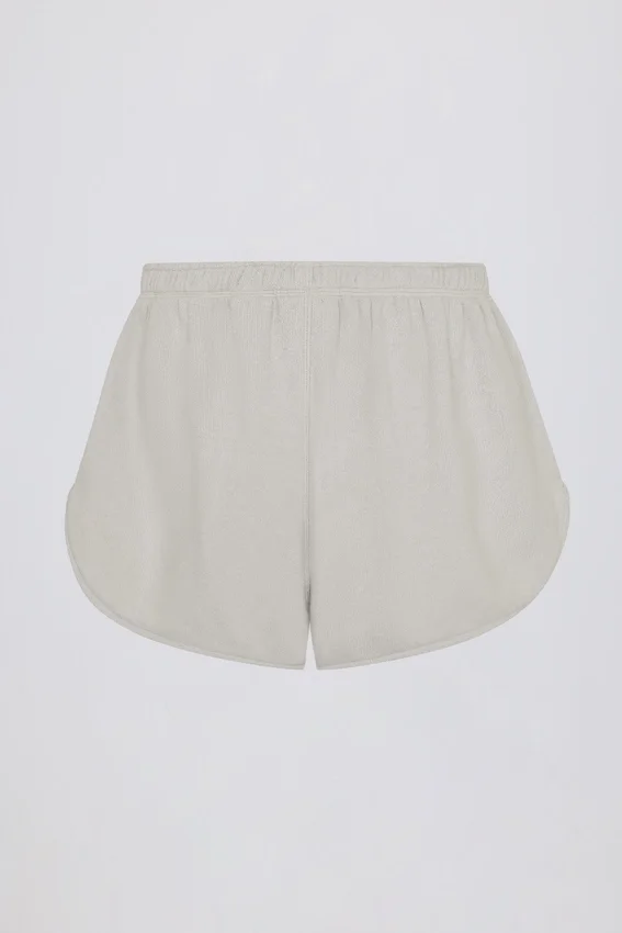 Button-Detail Mid-Rise Shorts in Light Grey Button-Detail Mid-Rise Shorts in Light Grey