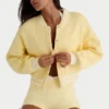 Button-Up Cropped Knit Cardigan in Soft Yellow Button-Up Cropped Knit Cardigan in Soft Yellow