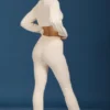 Cable Knit Foldover Flared Trousers in Cream Cable Knit Foldover Flared Trousers in Cream