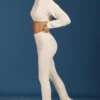 Cable Knit Foldover Flared Trousers in Cream Cable Knit Foldover Flared Trousers in Cream