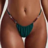 Cabo Bead-Embellished Triangle Bikini Top in Jade Green Cabo Bead-Embellished Triangle Bikini Top in Jade Green