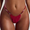 Cabo Bead-Embellished Triangle Bikini Top in Raspberry Pink Cabo Bead-Embellished Triangle Bikini Top in Raspberry Pink