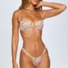 Cagliari Ruched Thong Bikini Bottoms in Bright Multi Print Cagliari Ruched Thong Bikini Bottoms in Bright Multi Print