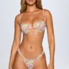 Cagliari Ruched Thong Bikini Bottoms in Bright Multi Print Cagliari Ruched Thong Bikini Bottoms in Bright Multi Print