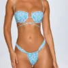 Cagliari Ruched Thong Bikini Bottoms in Pastel Muti Print Cagliari Ruched Thong Bikini Bottoms in Pastel Muti Print
