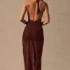 Caicos Cut-Out Halterneck Maxi Dress in Espresso Brown Caicos Cut-Out Halterneck Maxi Dress in Espresso Brown
