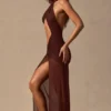 Caicos Cut-Out Halterneck Maxi Dress in Espresso Brown Caicos Cut-Out Halterneck Maxi Dress in Espresso Brown