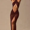 Caicos Cut-Out Halterneck Maxi Dress in Espresso Brown Caicos Cut-Out Halterneck Maxi Dress in Espresso Brown